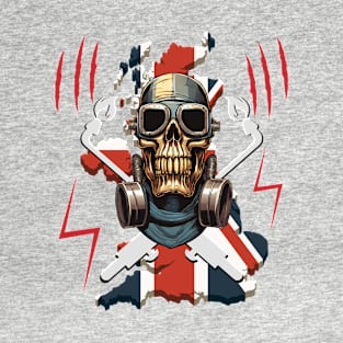 Great Britain welder flag and skull pattern T-Shirt